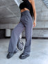 TRENDY, classic pants with buttons - DARK GRAY